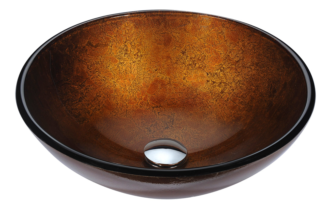 Posh Series Deco-Glass Vessel Sink in Amber Gold