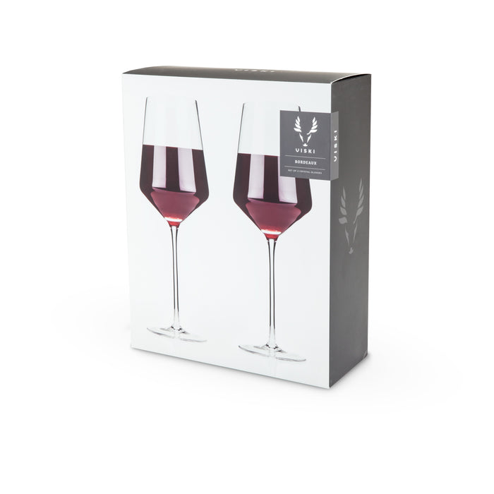 Raye Angled Crystal Bordeaux Glasses Set of 2