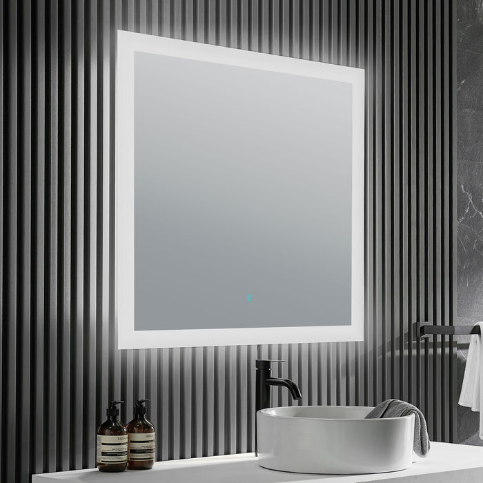 Mars 32 in. x 30 in. Frameless Rectangular LED Bathroom Mirror with Defogger in Silver