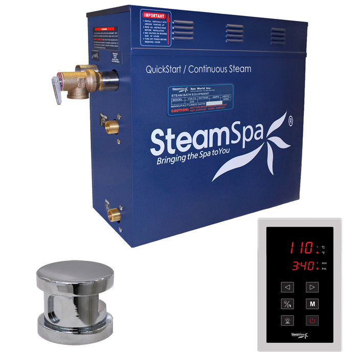 SteamSpa Oasis 4.5 KW QuickStart Acu-Steam Bath Generator Package in Polished Chrome