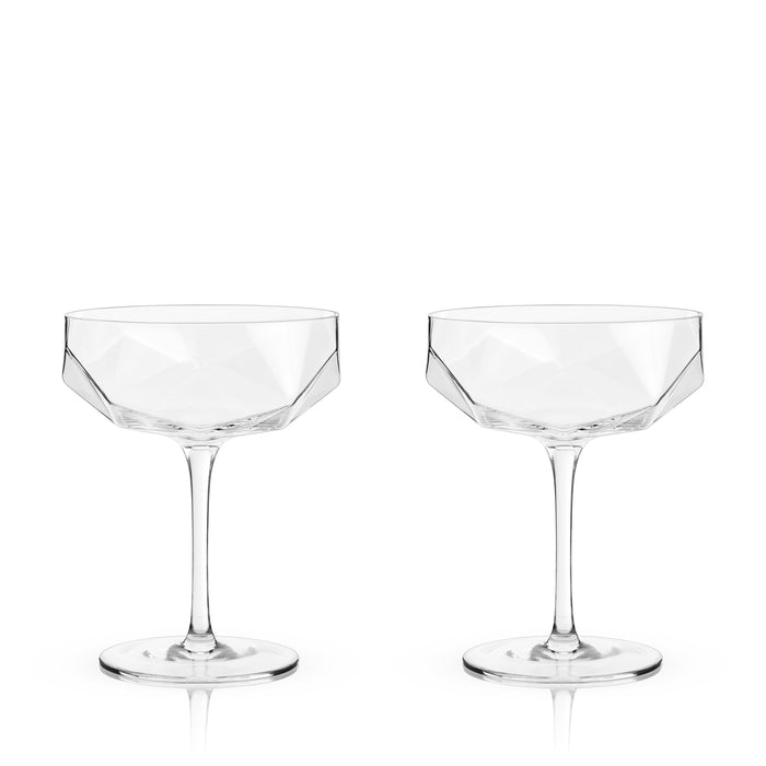 Seneca Faceted Coupe Glasses Set of 2