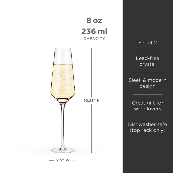 Raye Angled Crystal Champagne Flutes Set of 2