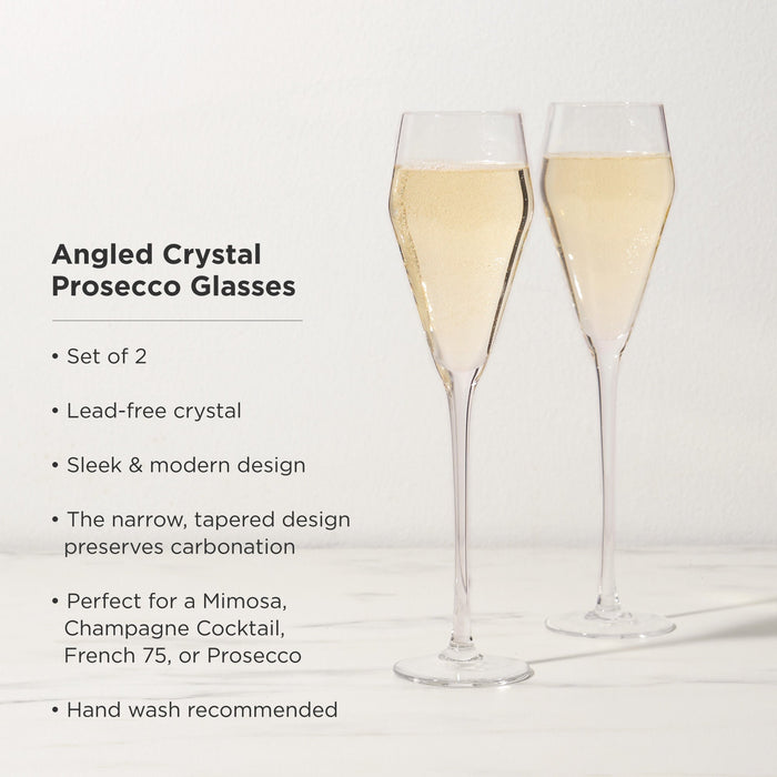 Raye Angled Crystal Prosecco Glasses Set of 2