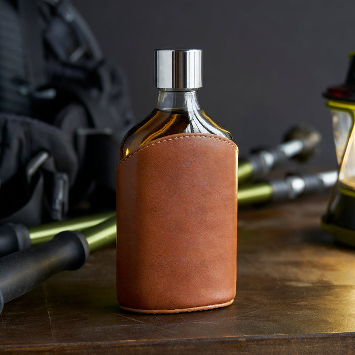 Parker Leather-Wrapped Glass Flask