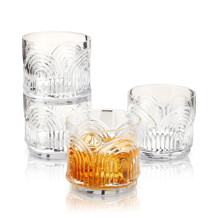 Deco Beau Crystal Lowball Tumblers Set of 4