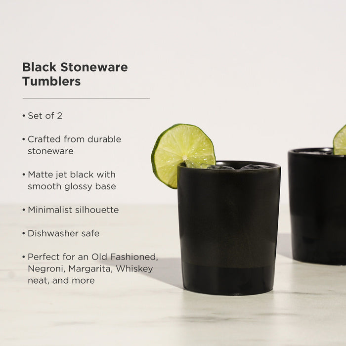 Stoneware Tumblers in Black Set of 2