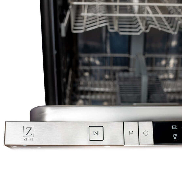 ZLINE 24 in. Fingerprint Resistant Top Control Built-In Dishwasher with Stainless Steel Tub and Traditional Style Handle, 52dBa (DW-SN-H-24)