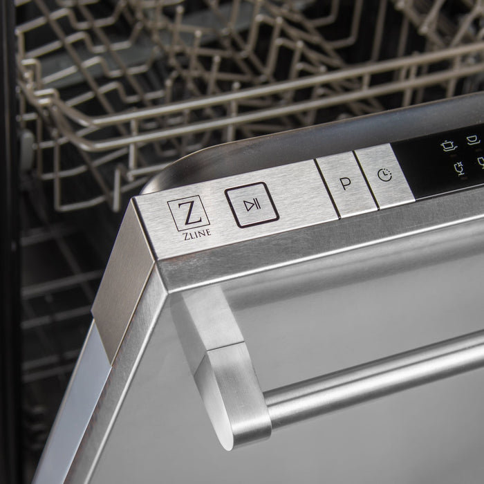 ZLINE 24 in. Top Control Dishwasher with Fingerprint Resistant Stainless Steel Panel and Traditional Style Handle, 52dBa (DW-SN-H-24)