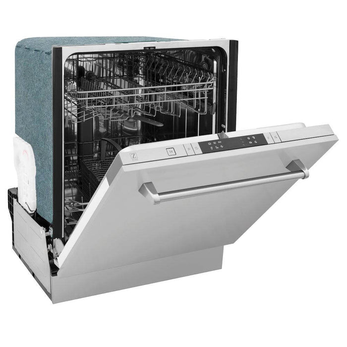 ZLINE 24 in. Stainless Steel Top Control Built-In Dishwasher with Stainless Steel Tub and Traditional Style Handle, 52dBa (DW-304-H-24)