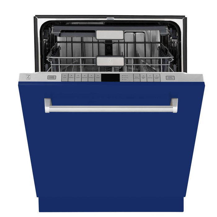 ZLINE 24 in. Monument Series 3rd Rack Top Touch Control Dishwasher in Blue Gloss with Stainless Steel Tub, 45dBa (DWMT-BG-24)