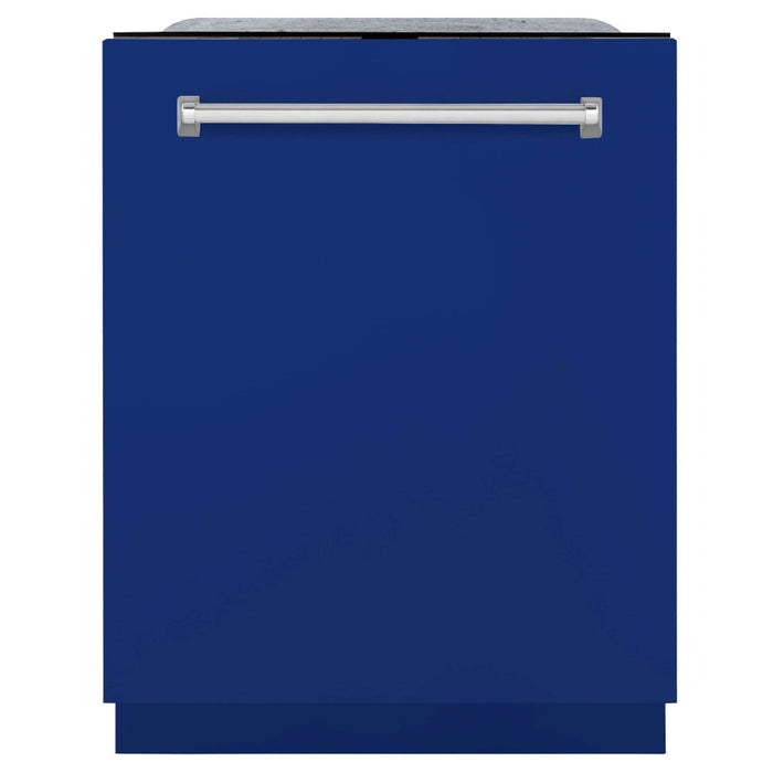 ZLINE 24 in. Monument Series 3rd Rack Top Touch Control Dishwasher in Blue Matte with Stainless Steel Tub, 45dBa (DWMT-24-BM)