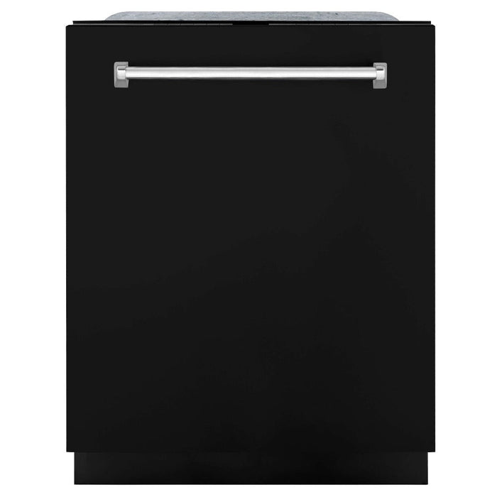 ZLINE 24 in. Monument Series 3rd Rack Top Touch Control Dishwasher in Black Matte with Stainless Steel Tub, 45dBa (DWMT-BLM-24)