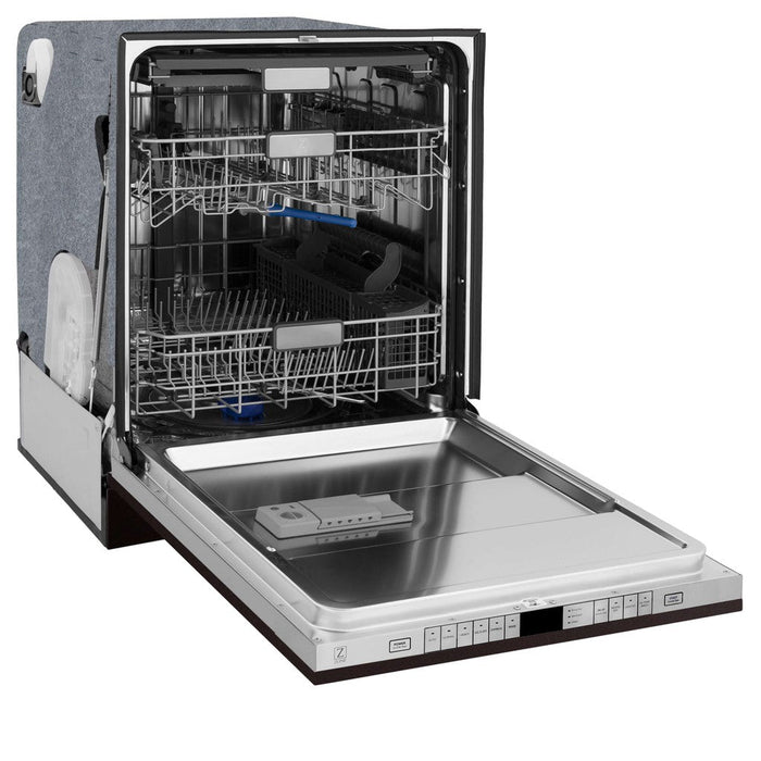 ZLINE 24 in. Monument Series 3rd Rack Top Touch Control Dishwasher in Oil Rubbed Bronze with Stainless Steel Tub, 45dBa (DWMT-ORB-24)