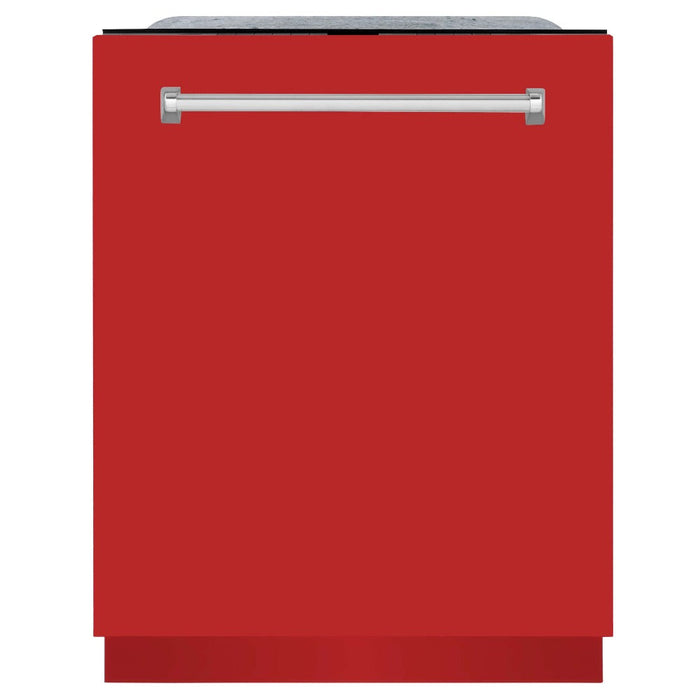 ZLINE 24 in. Monument Series 3rd Rack Top Touch Control Dishwasher in Red Matte with Stainless Steel Tub, 45dBa (DWMT-RM-24)