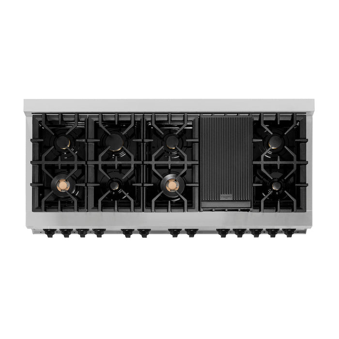 ZLINE Autograph Edition 60 in. 7.4 cu. ft. Legacy Dual Fuel Range with 9 Burner Gas Cooktop and 2 Electric Convection Ovens in Stainless Steel and Matte Black Accents (RAZ-60-MB)