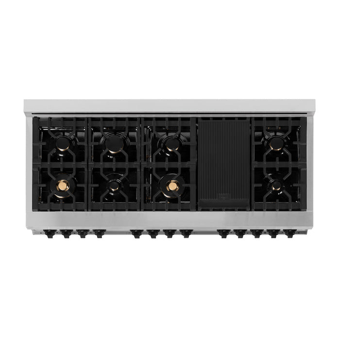 ZLINE Autograph Edition 60 in. 7.4 cu. ft. Legacy Dual Fuel Range with 9 Burner Gas Cooktop and 2 Electric Convection Ovens in Stainless Steel with White Matte Doors and Matte Black Accents (RAZ-WM-60-MB)