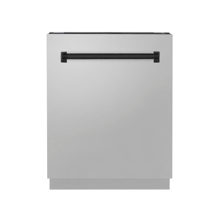 ZLINE Autograph Edition 24 in. Tallac Series 3rd Rack Top Control Built-In Tall Tub Dishwasher in Stainless Steel with Matte Black Handle, 51dBa (DWVZ-304-24-MB)