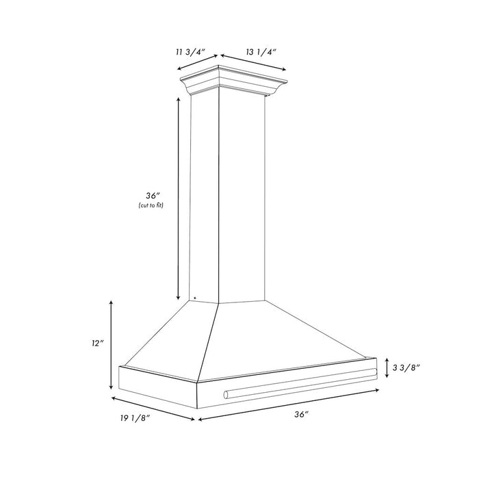 ZLINE Autograph Edition Convertible Fingerprint Resistant DuraSnow® Stainless Steel Range Hood with Black Matte Shell and Champagne Bronze Handle (KB4SNZ-BLM-CB)