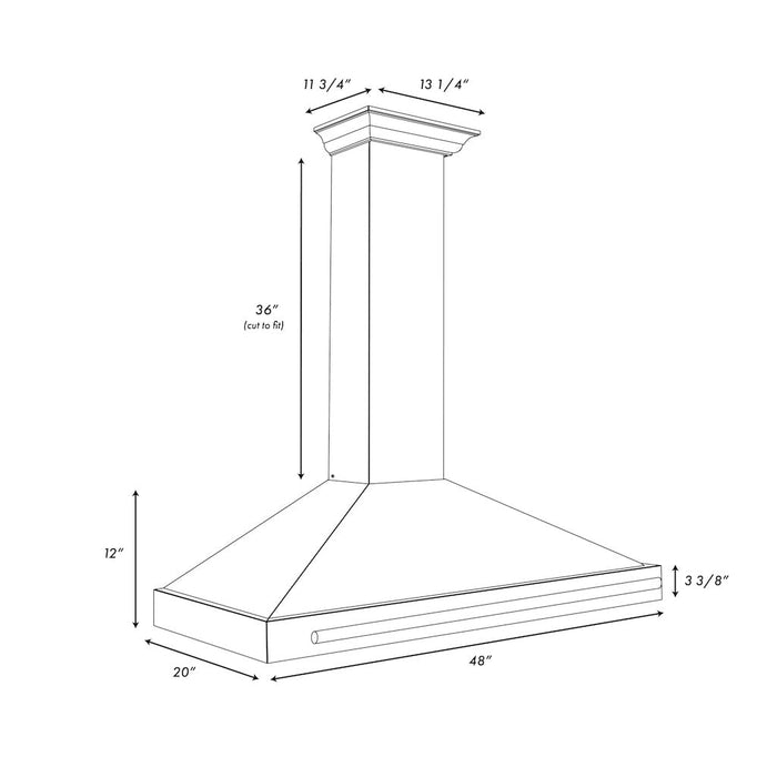 ZLINE Autograph Edition Convertible Fingerprint Resistant DuraSnow® Stainless Steel Range Hood with Black Matte Shell and Polished Gold Handle (KB4SNZ-BLM-G)