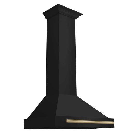 ZLINE Autograph Edition 30 in. Black Stainless Steel Wall Mount Range Hood With Champagne Bronze Handle (BSKB4Z-30)