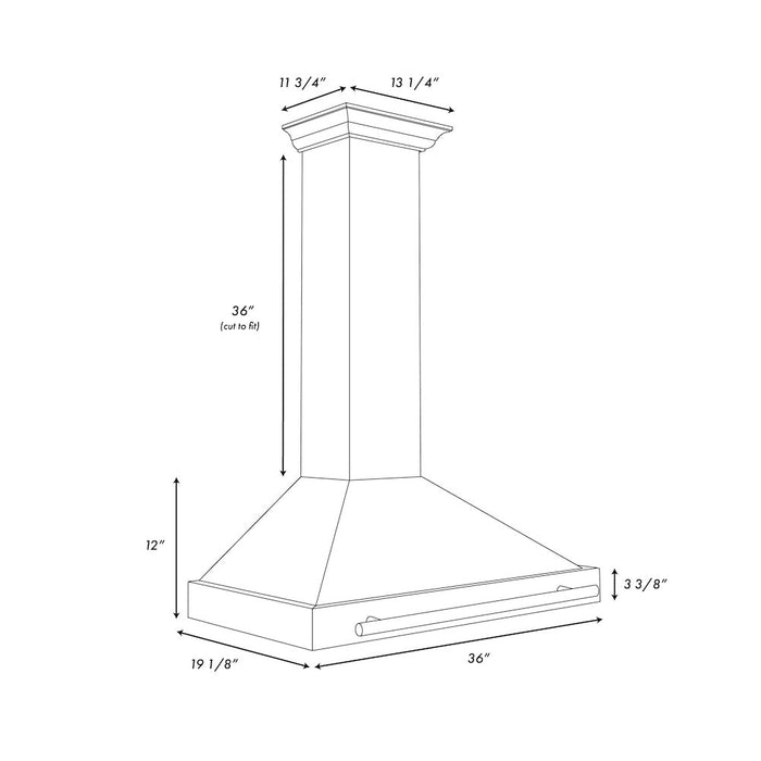 ZLINE Autograph Edition 36 in. Black Stainless Steel Wall Mount Range Hood With Champagne Bronze Handle (BSKB4Z-36-CB)