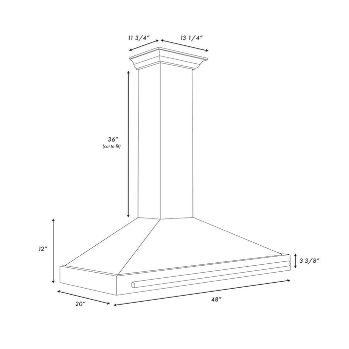 ZLINE Autograph Edition 48 in. Black Stainless Steel Wall Mount Range Hood With Champagne Bronze Handle (BSKB4Z-48-CB)