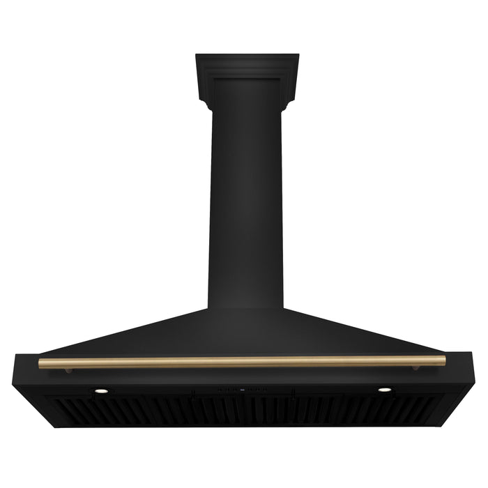 ZLINE Autograph Edition 48 in. Black Stainless Steel Wall Mount Range Hood With Champagne Bronze Handle (BSKB4Z-48-CB)