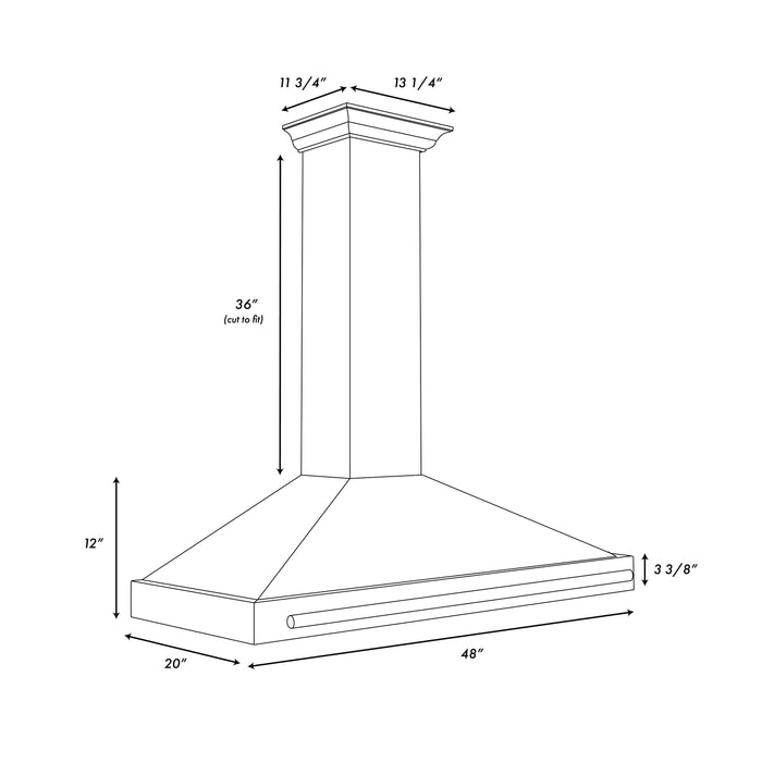 ZLINE Autograph 48" 400 CFM Convertible Wall Mount Range Hood in Black Stainless Steel with Gold Handle, BSKB4Z-48-G