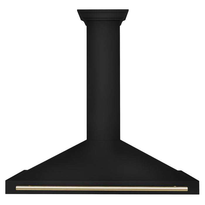 ZLINE Autograph Edition 48 in. Black Stainless Steel Wall Mount Range Hood With Polished Gold Handle (BSKB4Z-48-G)