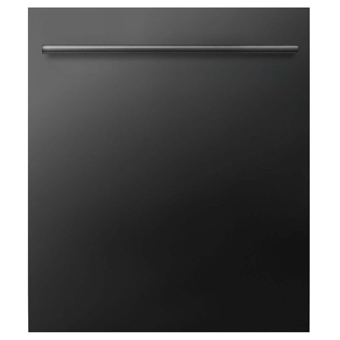 ZLINE 24 in. Black Stainless Top Control Built-In Dishwasher with Stainless Steel Tub and Modern Style Handle, 52dBa (DW-BS-H-24)