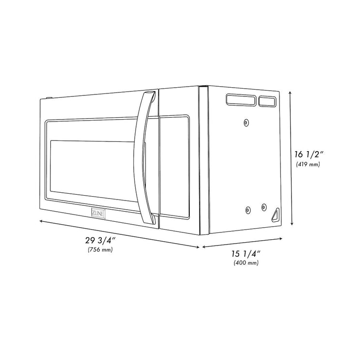 ZLINE Kitchen Package with 30 in. Black Stainless Steel Rangetop and 30 in. Over The Range Microwave with Modern Handle (2KP-RTBOTR30)