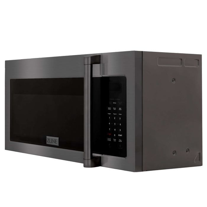 ZLINE 30 in. Recirculating Over the Range Convection Microwave Oven with Traditional Handle and Charcoal Filters in Black Stainless Steel (MWO-OTRCFH-30-BS)