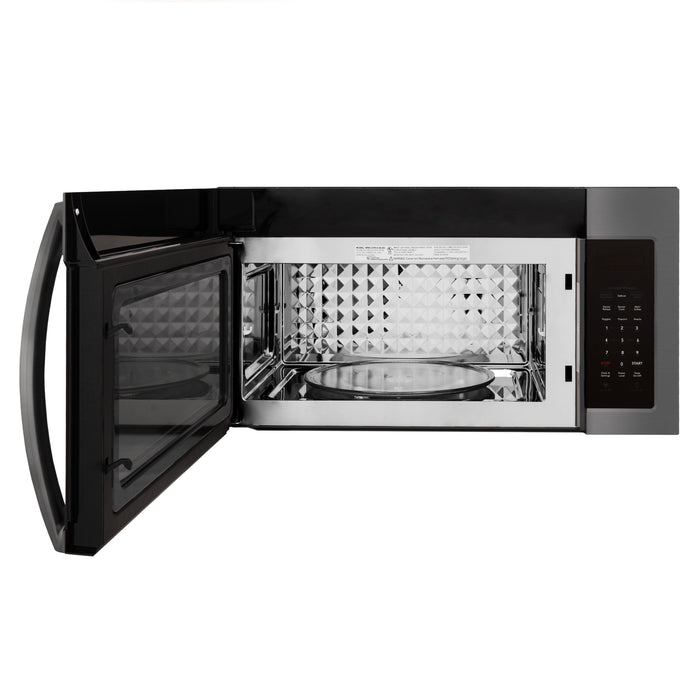 ZLINE Appliance Package - 30" Double Wall Oven, Rangetop, Over The Range Microwave in Black Stainless Steel