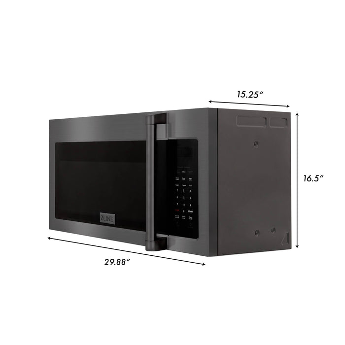 ZLINE Over the Range Convection Microwave Oven in Black Stainless Steel with Traditional Handle and Sensor Cooking, MWO-OTR-H-30-BS