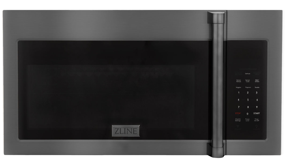 ZLINE Appliance Package - 30 in. Gas Range, Microwave, Refrigerator in Black Stainless, 3KPR-SGRBOTRH30