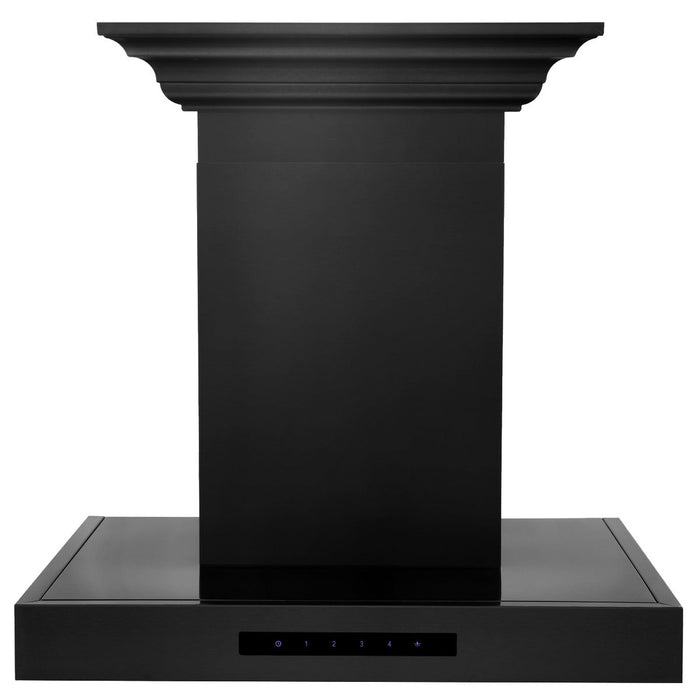 ZLINE 24 in. Convertible Vent Wall Mount Range Hood in Black Stainless Steel with Crown Molding, BSKENCRN-24