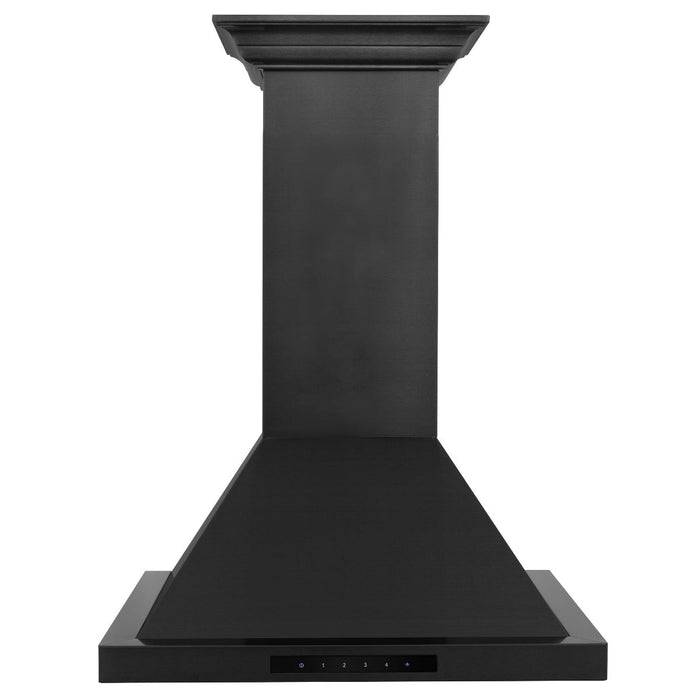 ZLINE 24 in. Convertible Vent Wall Mount Range Hood in Black Stainless Steel with Crown Molding, BSKBNCRN-24