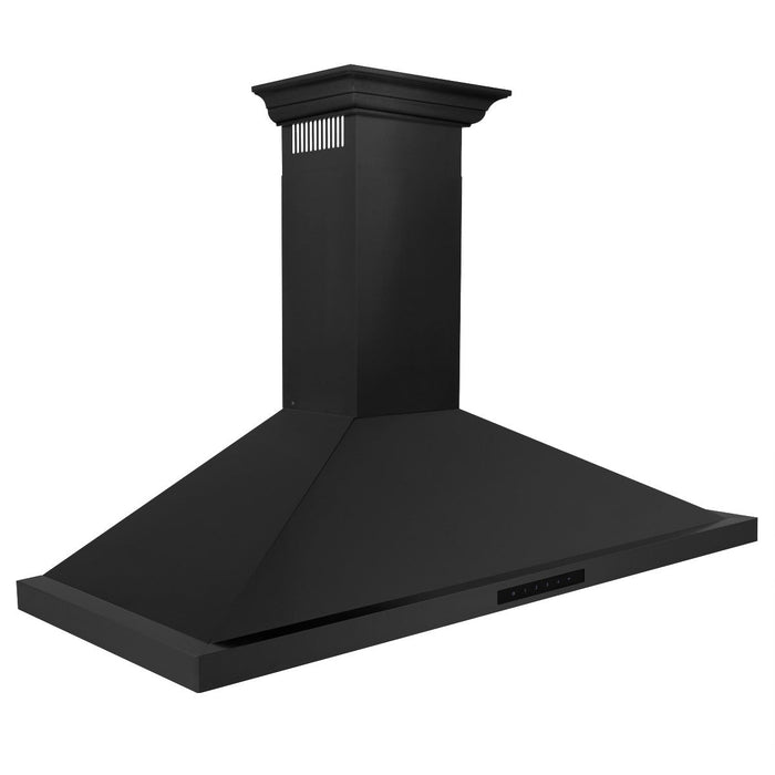 ZLINE 48 in. Convertible Vent Wall Mount Range Hood in Black Stainless Steel with Crown Molding, BSKBNCRN-48