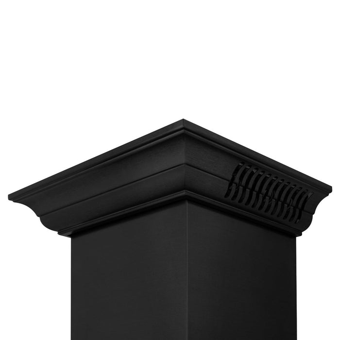 ZLINE 24 in. Wall Mount Range Hood in Black Stainless Steel with BlueTooth Crown Molding, BSKBNCRN-BT-24