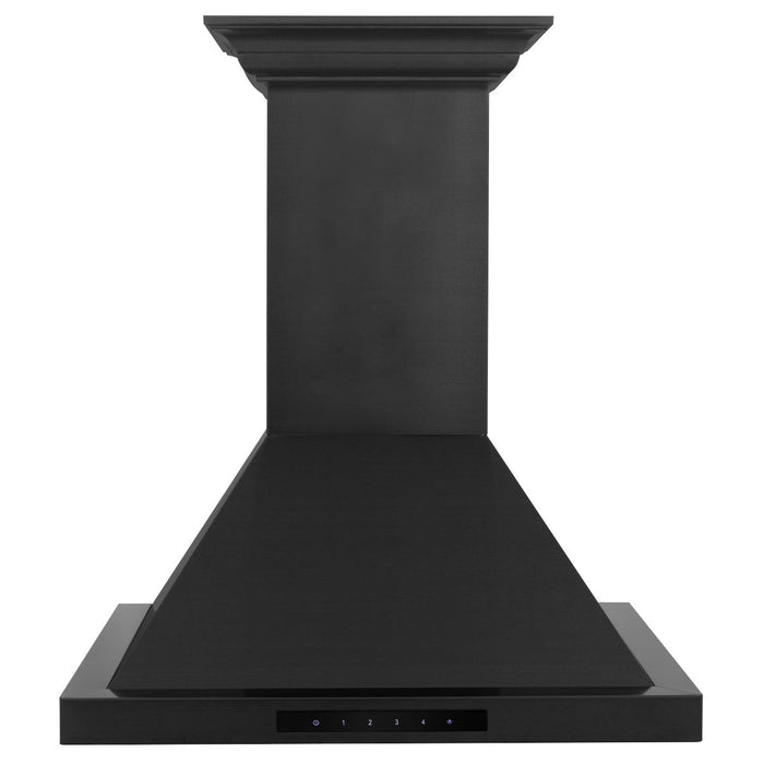 ZLINE 24 in. Wall Mount Range Hood in Black Stainless Steel with BlueTooth Crown Molding, BSKBNCRN-BT-24