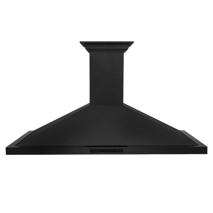 ZLINE 48 in. Black Stainless Steel Indoor Wall Range Hood with BlueTooth Crown Molding, BSKBNCRN-BT-48