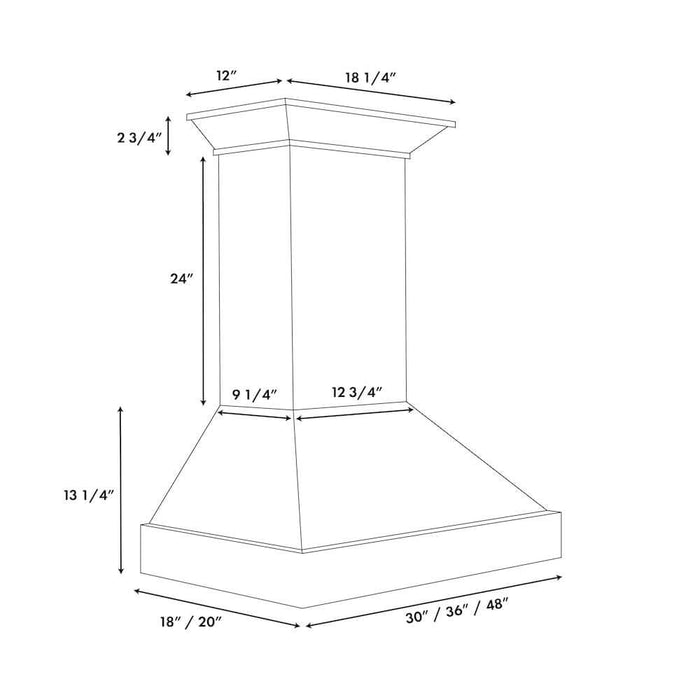 ZLINE Wooden Wall Mount Range Hood in Smooth Bright White Finish with Size Options (KBWW)