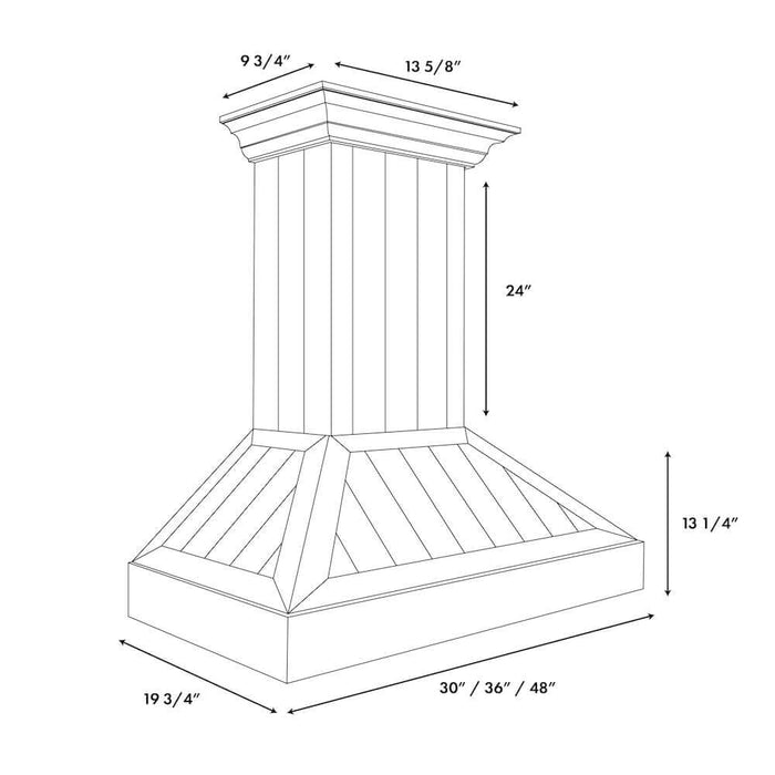 ZLINE Wooden Wall Mount Range Hood in Shiplap Bright White Finish with Size Options (KPWW)