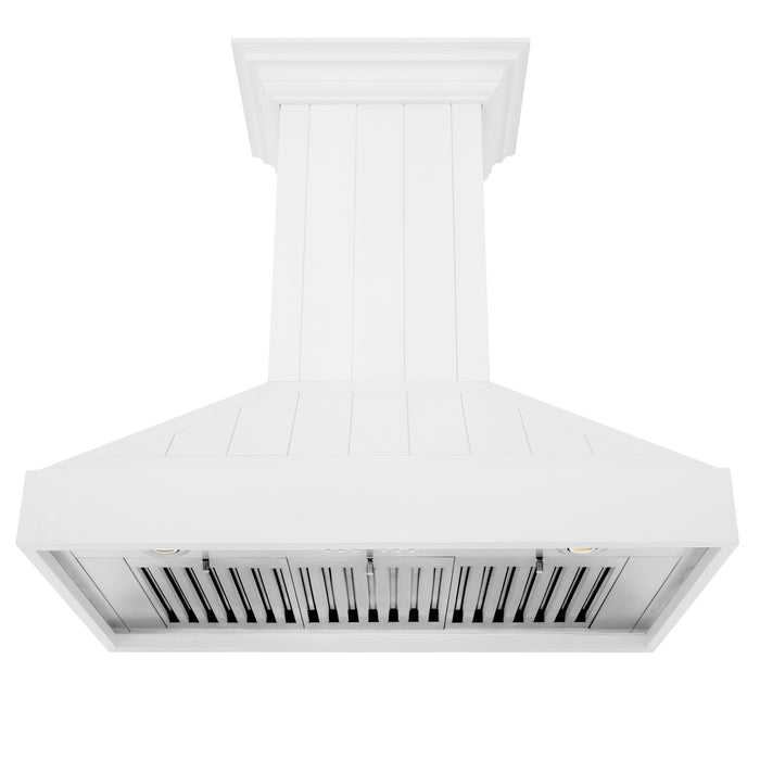 ZLINE 36 in. Wooden Wall Mount Range Hood in Shiplap Bright White Finish (KPWW-36)