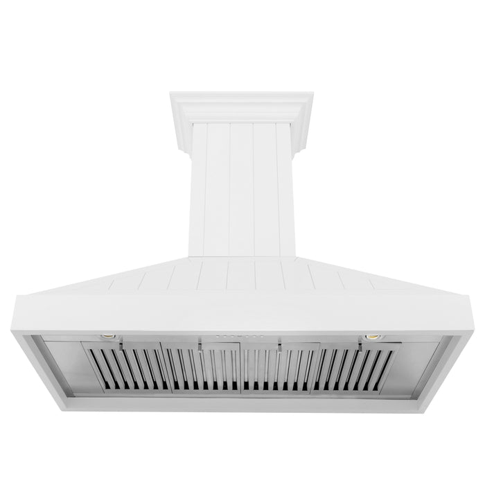 ZLINE 48 in. Wooden Wall Mount Range Hood in Shiplap Bright White Finish (KPWW-48)