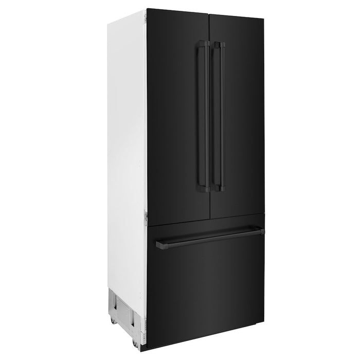 ZLINE 36 in. 19.6 cu. ft. Built-In 3-Door French Door Freezer Refrigerator with Internal Water and Ice Dispenser in Black Stainless Steel (RBIV-BS-36)