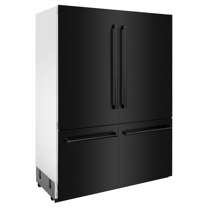 ZLINE 60 in. 32.2 cu. ft. Built-In 4-Door French Door Refrigerator with Internal Water and Ice Dispenser in Black Stainless Steel (RBIV-BS-60)