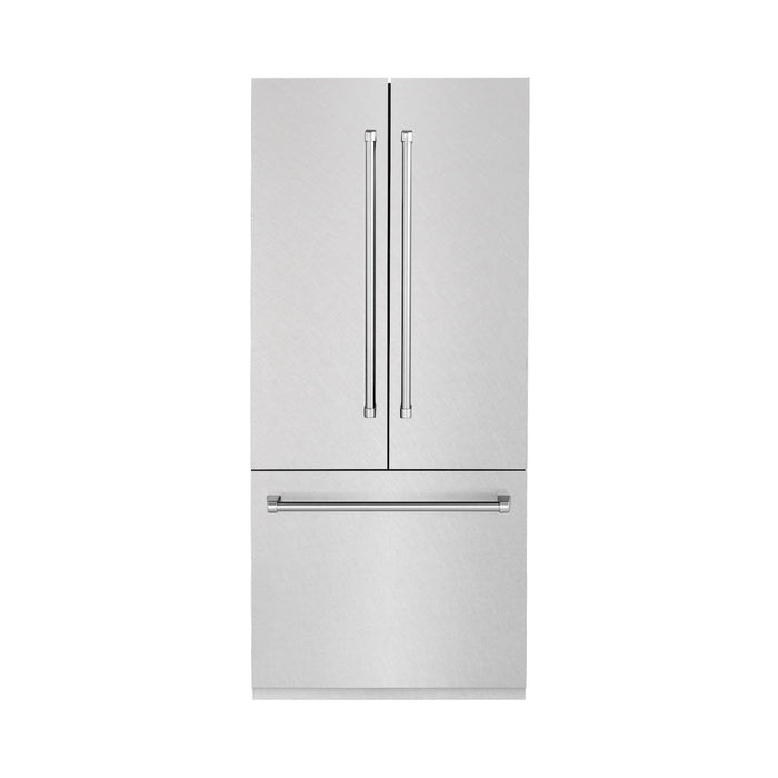 ZLINE 36 in. 19.6 cu. ft. Built-In 3-Door French Door Refrigerator with Internal Water and Ice Dispenser in Fingerprint Resistant Stainless Steel (RBIV-SN-36)