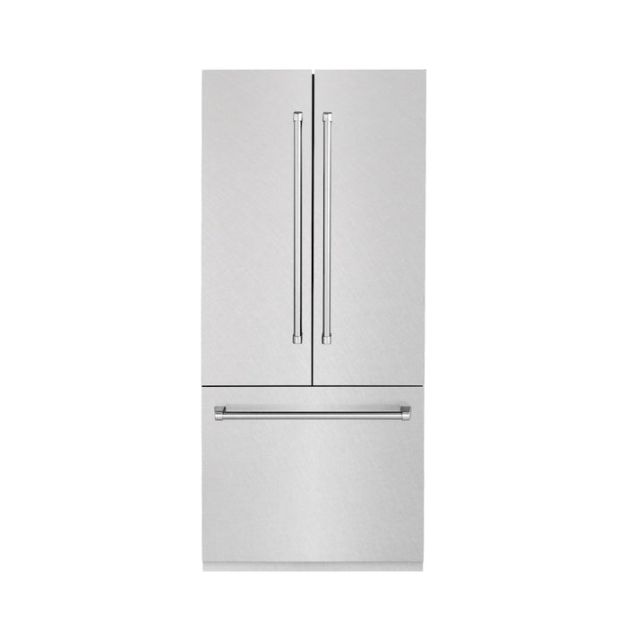 ZLINE 36 in. 19.6 cu. ft. Built-In 3-Door French Door Refrigerator with Internal Water and Ice Dispenser in Fingerprint Resistant Stainless Steel (RBIV-SN-36)