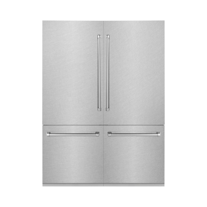 ZLINE 60 in. 32.2 cu. ft. Built-In 4-Door French Door Freezer Refrigerator with Internal Water and Ice Dispenser in Fingerprint Resistant Stainless Steel (RBIV-SN-60)